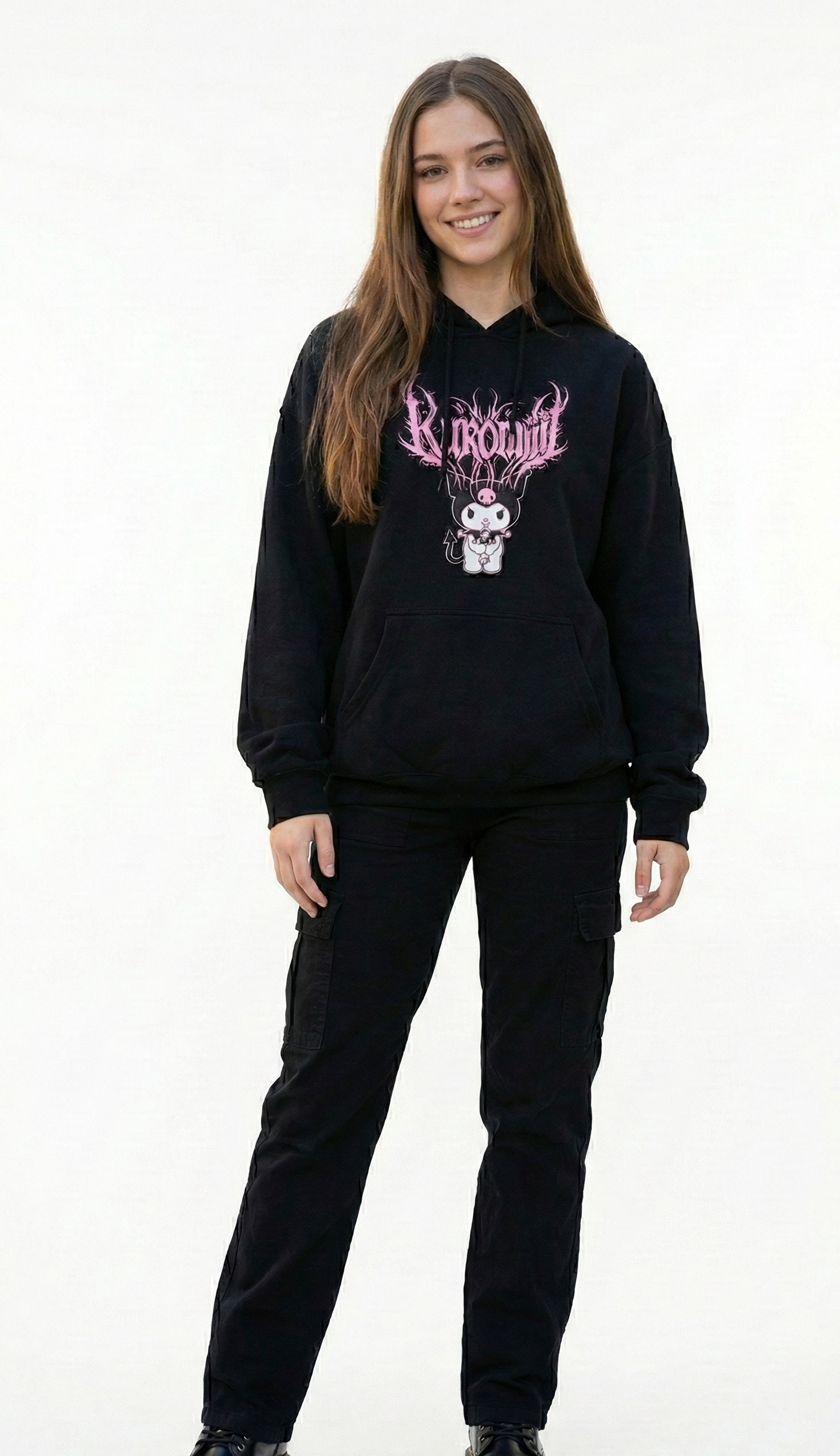 Kuromi Core Aesthetic Oversized Hoodie - Dark Punk Edition