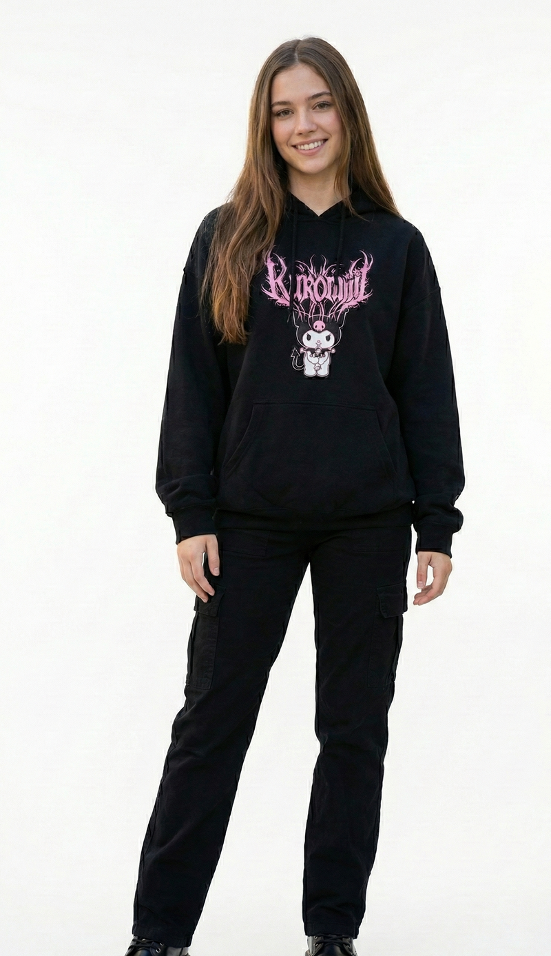 Kuromi Core Aesthetic Oversized Hoodie - Dark Punk Edition