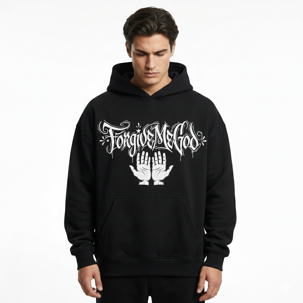 PREMUIM Black Hoodie Forgive Me God design Egypt