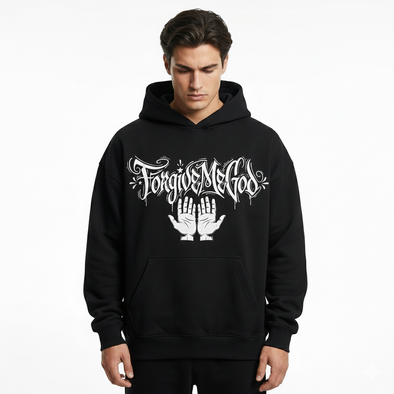 PREMUIM Black Hoodie Forgive Me God design Egypt