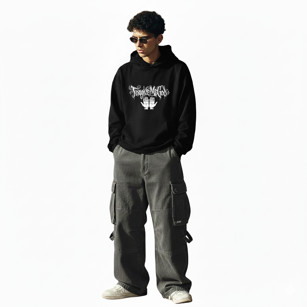 PREMUIM Black Hoodie Forgive Me God design Egypt