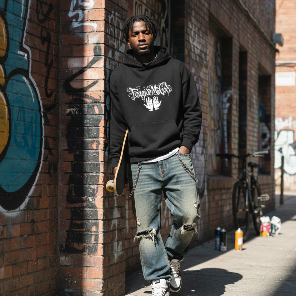 PREMUIM Black Hoodie Forgive Me God design Egypt